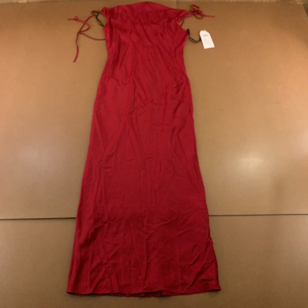 InStyle Womens US Size 10 Dark Red Satin Strappy Cowl Neck Maxi Slip Dress NWT